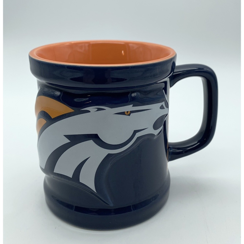 NFL Denver Broncos Ceramic Blue Coffee Mug 9 oz with Team Logo Vintage